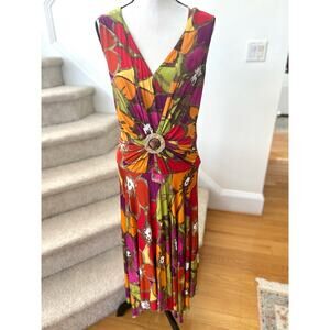 Joseph Ribkoff Colorful Floral Midi Dress